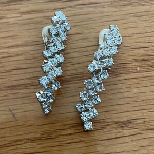 Pair of crystal clip on earrings